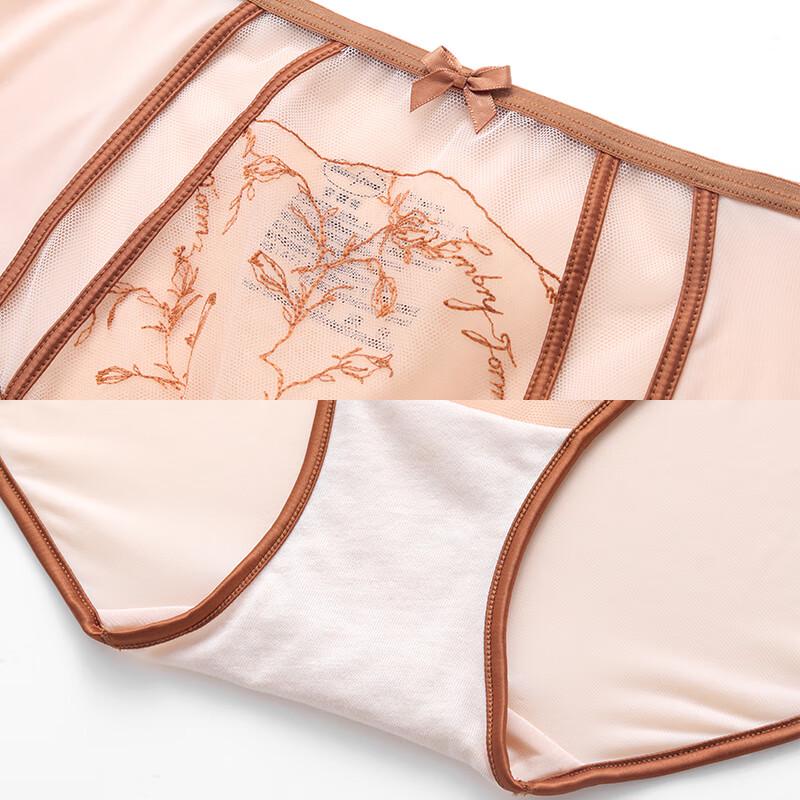 Anlifang Embroidered Mesh Mid-High Waist Briefs