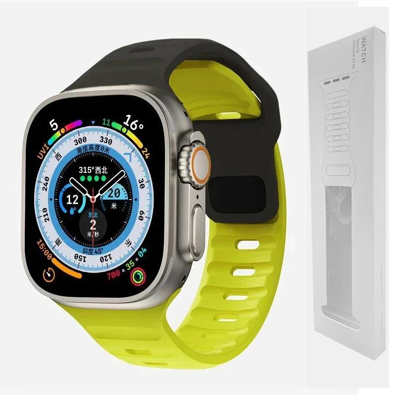 Soft Silicone Strap For Apple Watch Band Ultra 2 49mm 44mm 45mm 42mm 41mm 42mm sport Watchband iwatch Serise 5 6 7 8 9 bracelet