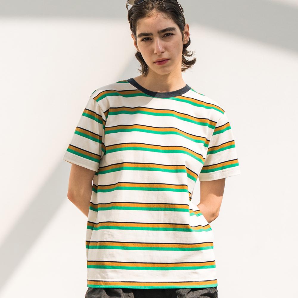 EDENIK Resort Striped Short Sleeve T-Shirt_Green