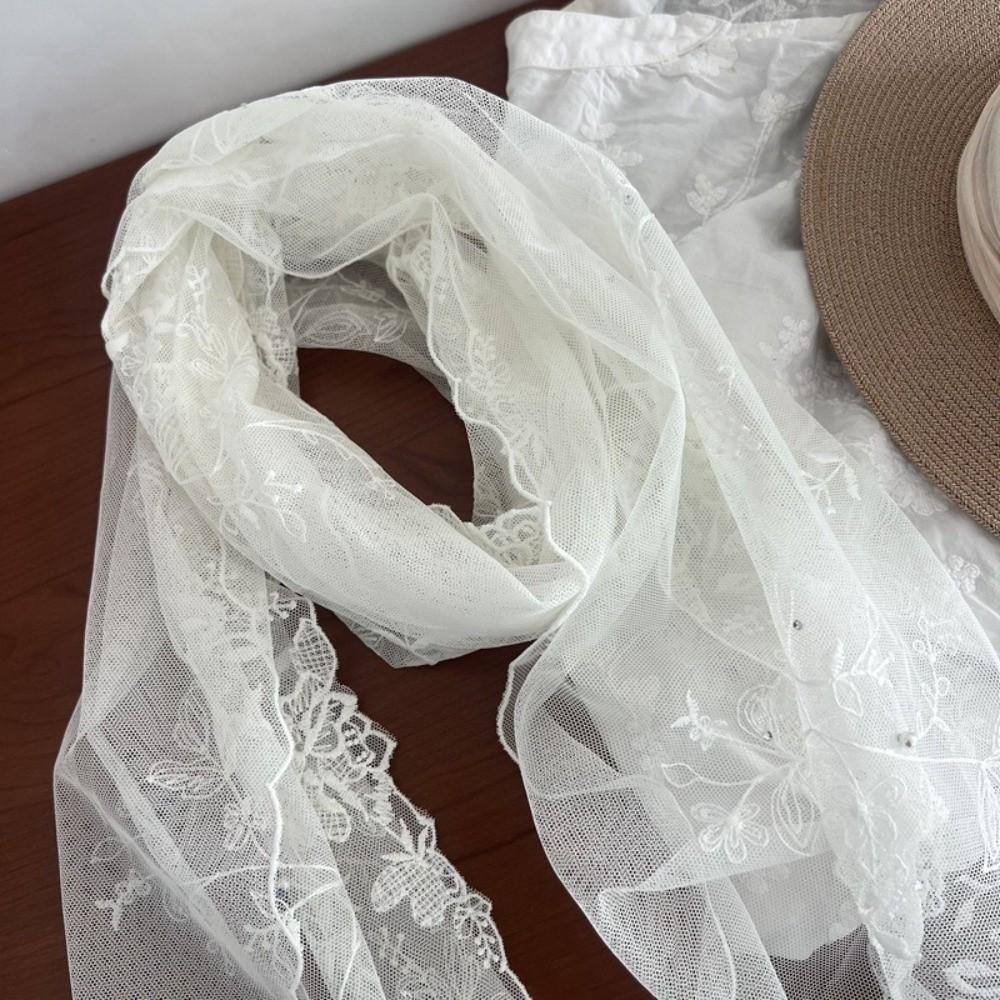 Long Women's Lace Scarf Korean Version Female Headscarf Versatile Sunscreen Shawl