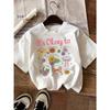 Rabbit Flower Series Print Summer Girls Clothes Tee Cotton Casual Childrens Tshirt Childrens Fashion Short Sleeved Shirt Tops