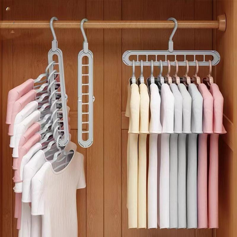 3pcs Multifunctional Hangers Heavy Duty Space Saving 9 Holes Clothes Organizer Wardrobe Hangers Save Wardrobe Space YG002