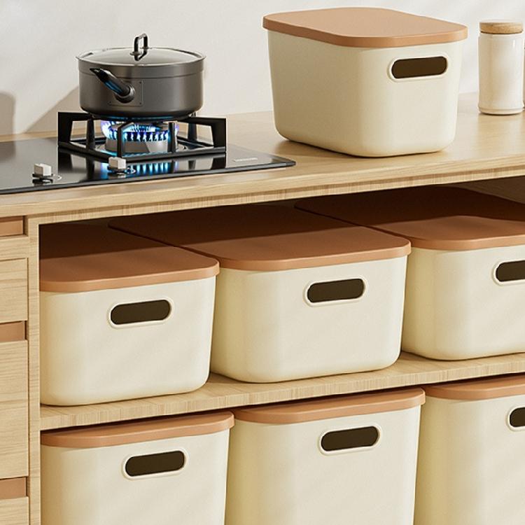 Platzsparende stapelbare Creme-Organizer-Box mit Schutzdeckel, Aufbewahrungslösung für den Kleiderschrank zu Hause, Aufbewahrungsbehälter