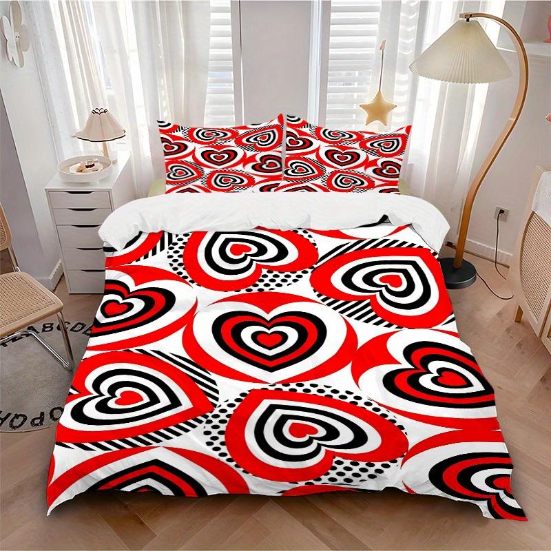 3pcs Heart-patterned Bedding Set, Breathable and Soft, Suitable for All Seasons, Ideal for Home Use, Suitable for Bedroom Decor 21142