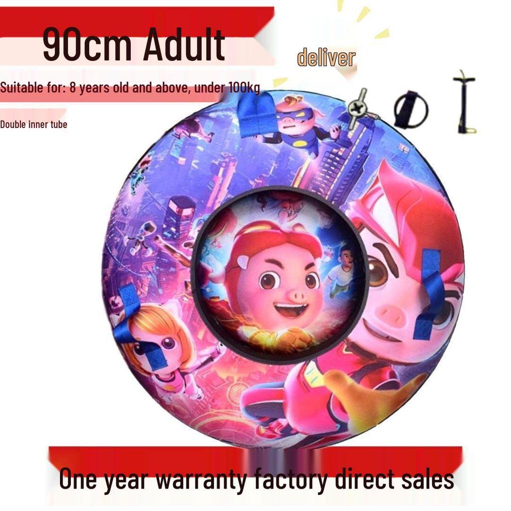 Durable Inflatable Snow Tube with Anti-Collision Features - Seven-Color for Adults and Kids