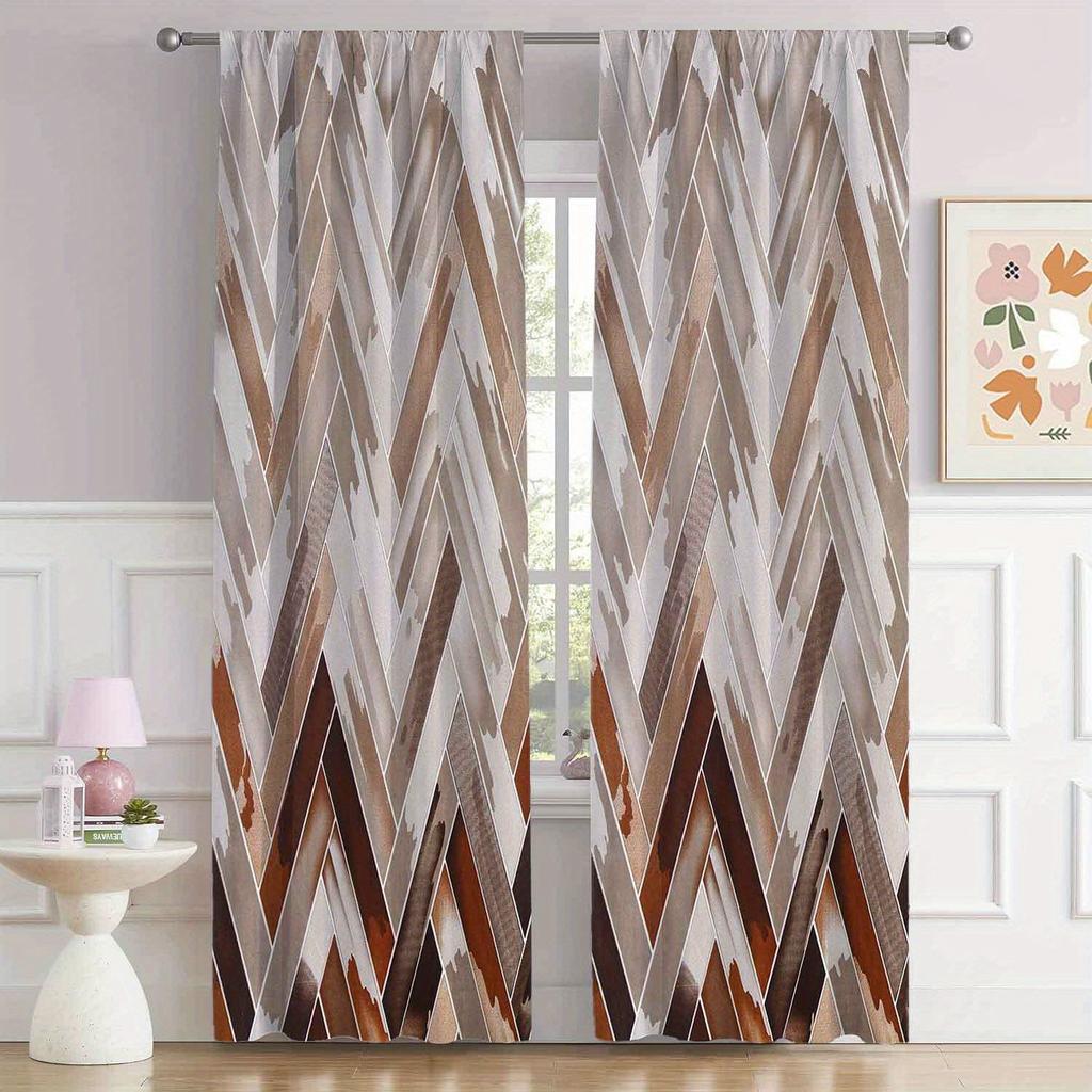 2pcs Marble Pattern Curtains Rod Pocket Decorative Window Drape Window Treatments For Bedroom Living Room Study Home Decoration