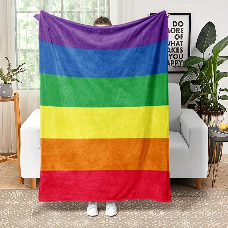 Colorful Rainbow Art Pattern Decorative Throw Blanket for Sofa, Bed, Living Room, and Home Decor Styling