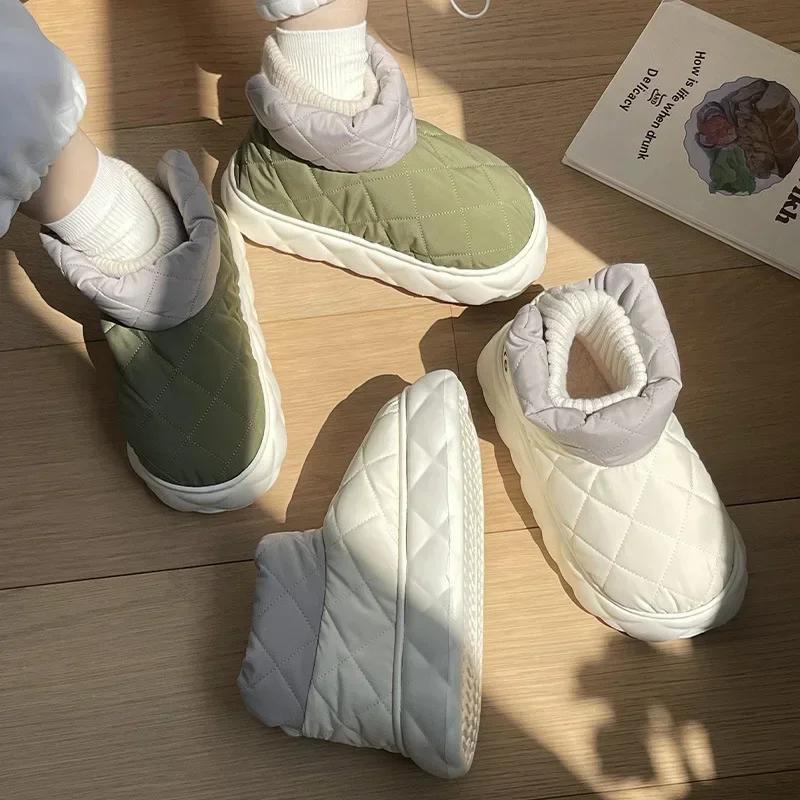 Mode Verdicken Warme Plüsch Wasserdichte Schneestiefel für Damen Dicke Sohle Rutschfest Winter Baumwollschuhe Frau Plateau Botas Mujer Absätze