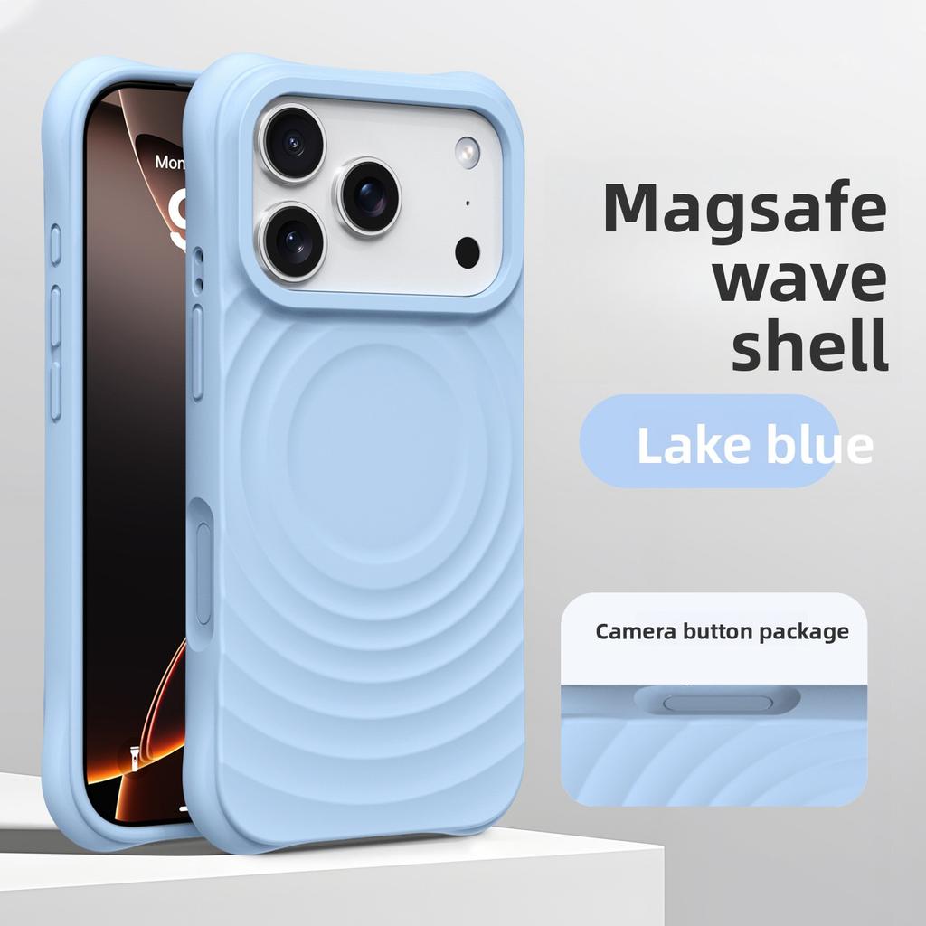 Capa Líquida de Silicone Magnética, Ondulada, para iPhone 17, Cobertura Total com Toque de Pele, Capa Protetora para Apple 16 Pro Max