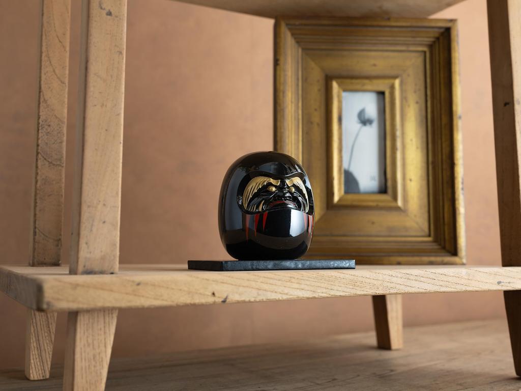 Gin-Yado Black Daruma Figurine by Engaku Daishi, Takaoka Copperware (Daruma BL)