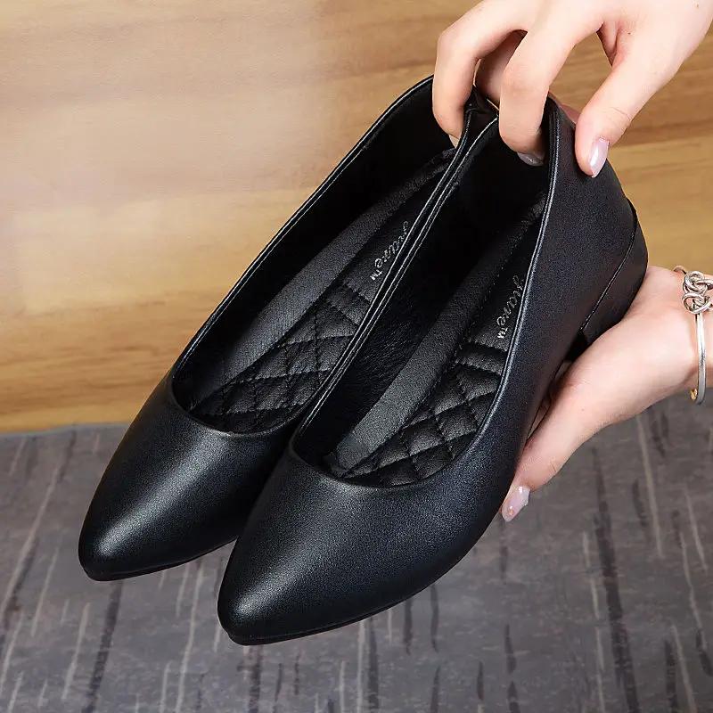 Fashion Moccasins Pointed Toe Ladies Pumps Chunky Heels Block Heel Low Elegant Women's Shoes Office Shoe Summer 2025 Quick Delivery Chic