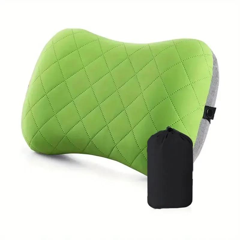 Ultralight Inflatable Camping Travel Pillow with Soft Washable Cover - Ergonomic Inflating Pillows for Neck & Lumbar Support