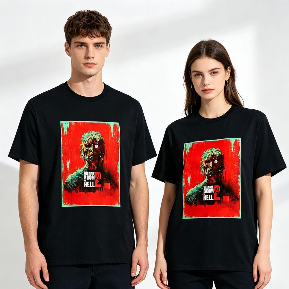 No More Room In Hell 2 T-shirt Unisex Horror Zombie Graphic TShirt Men Women Crew Neck Short Sleeve Tee Retro Poster Print Merch