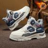 Men's Shoes Winter Waterproof, Wear-resistant and Non-slip Thick-soled Casual Thickened Velvet Shoes Rotating Button Martin Boots
