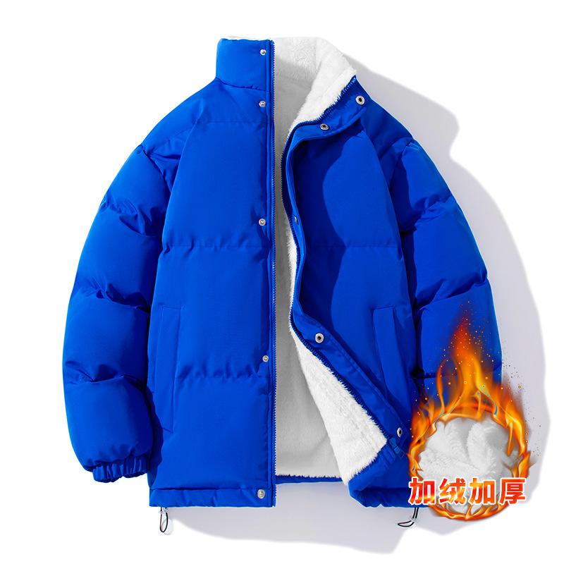 

2025 осень и зима новая хлопковая куртка корейская версия вставка из овечьей шерсти куртка с капюшоном свободная универсальная хлопковая куртка мужская XXXL синий