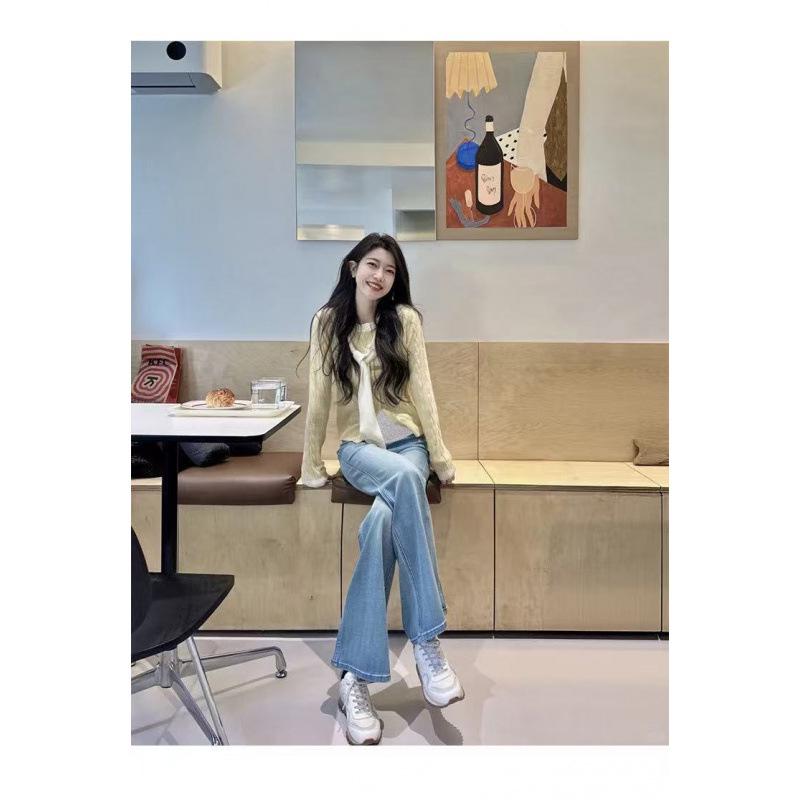 Korean Style Tummy Support High Waist Maternity Flare Jeans 2026 XL