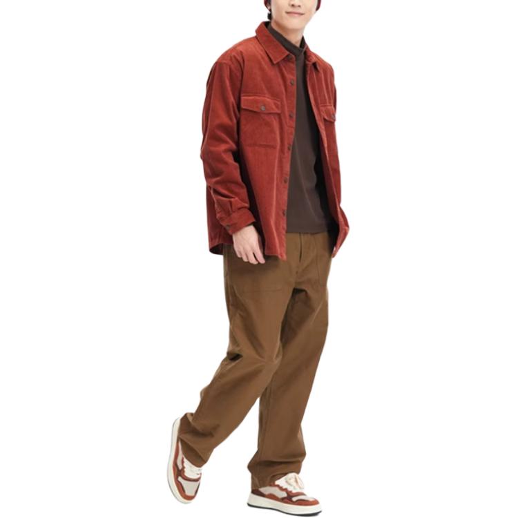 Uniqlo Solid Color Straight Leg Casual Work Pants Unisex pants Brown 459707-36