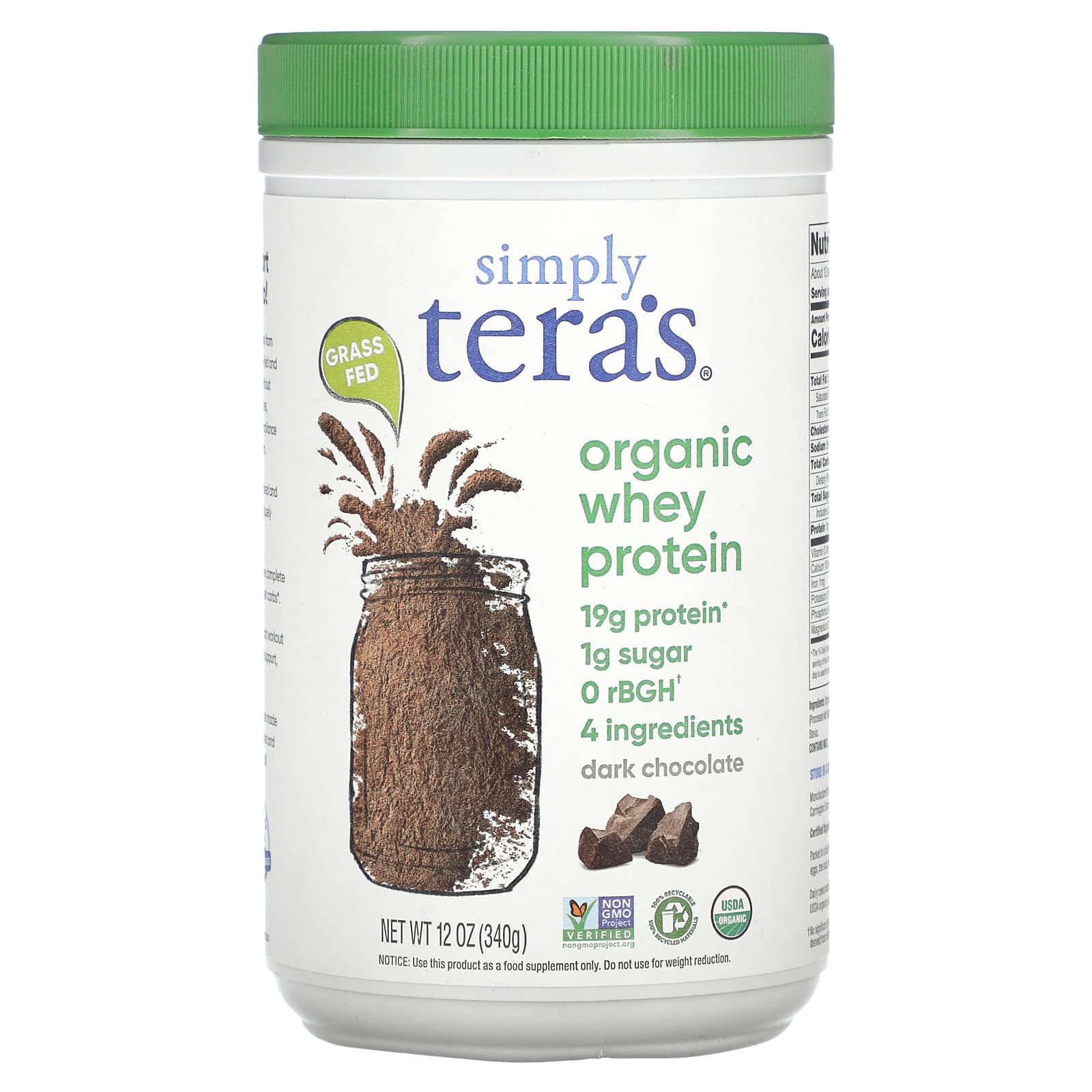 

Simply Tera s, Organic Whey Protein, Dark Chocolate, 12 oz (340 g)