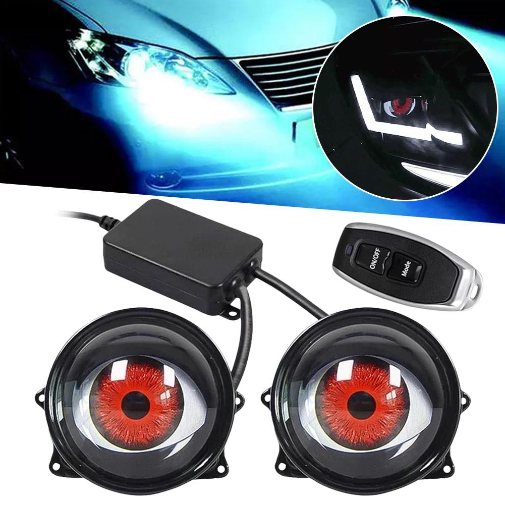 12V Devil Eyes Light for Cars 3inch DIY Car Dynamic Devil Eye Large Light 6 Patterns Car Headlight Assembly Modified Eagle Eye