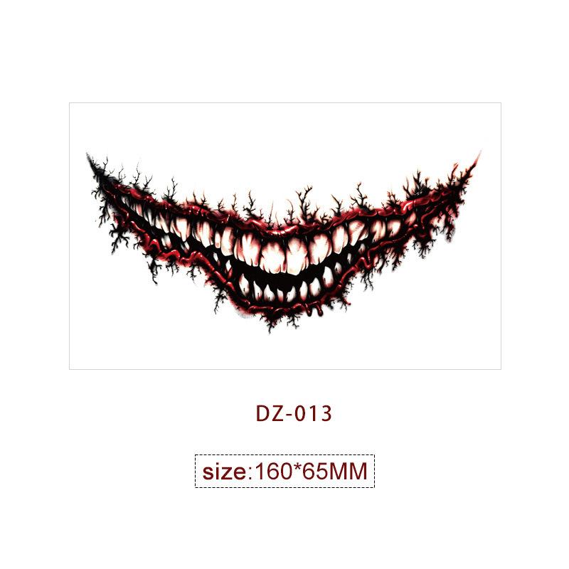 Halloween Mouth Tattoo Scary Clown Face Stickers Creepy Temporary Tattoos Waterproof Party Makeup Costume Props