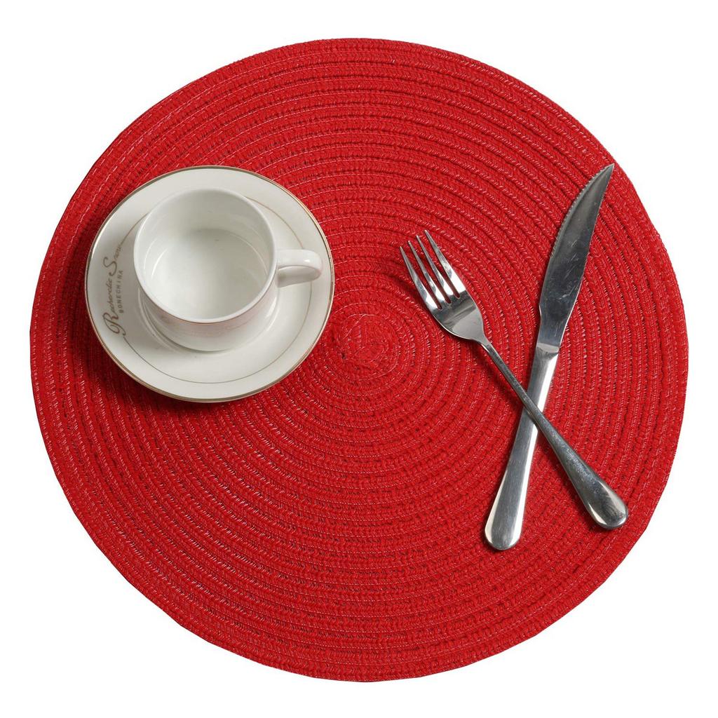 4-piece Cotton Woven Table Mat Woven Cup Mat Non- Table Mat Kitchen 15-inch Room Table Mat