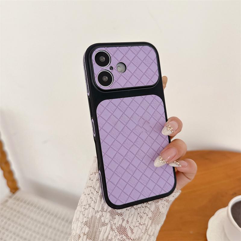 Side Mounted Diamond Grid Texture Phone Case For For Iphone 17 16 1 14 13 Pro Max Instant Turn 17 Large Window Shockproof Cover