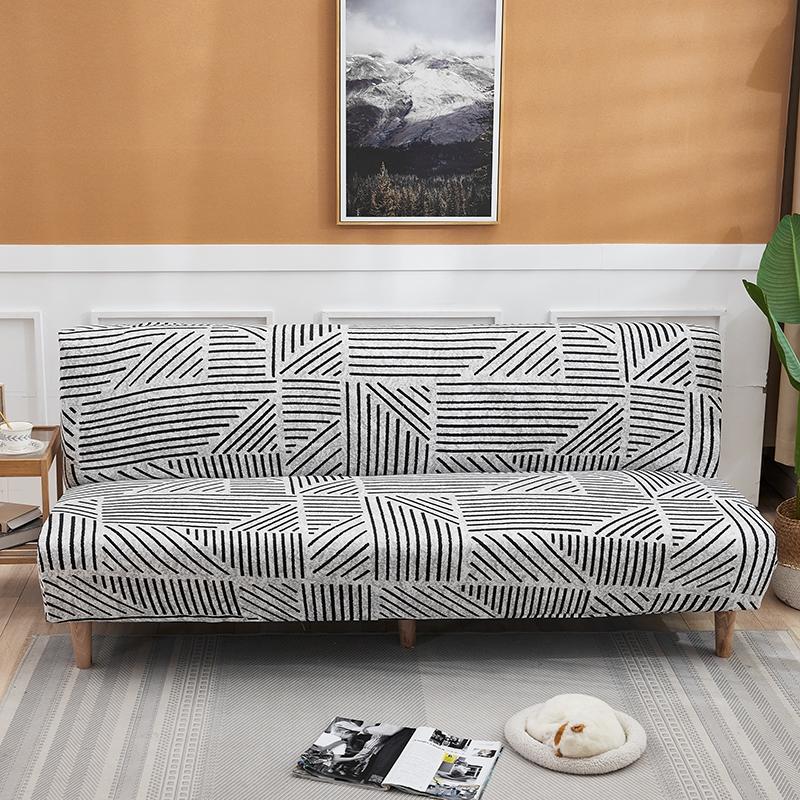 Moderní skládací potah na pohovku bez područek, kostkovaný elastický futon, velké sedadlo, potah na pohovku, přehoz do obývacího pokoje bez područek