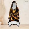 Women Plus Size Red Black Printed Hooded Long Sleeve High Low Top Fitted Pants Two Piece Set