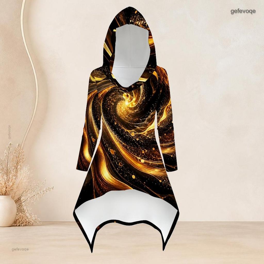 Women Plus Size Red Black Printed Hooded Long Sleeve High Low Top Fitted Pants Two Piece Set