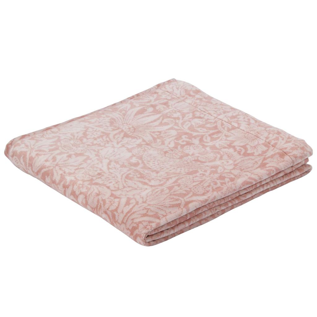 Nishikawa Imabari Towel Morris Gallery Made in RR00100022P Blanket, Single, "Strawberry Thief" Design, 100% Cotton, Fluffy, Japan, Pink,