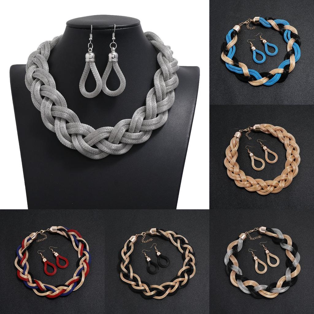 Style Necklace European And Earrings Jewelry Set With Geometric Design For Women