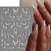 Weiße 5D-Simulationsperlen-Wellenlinien-Nagelkunstaufkleber, elegante, exquisite Nageldekorationsaufkleber, selbstklebende Transferschieber-Maniküre