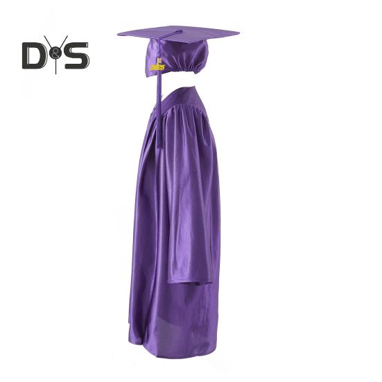 Kinder-Kindergarten-Abschlussuniform mit Quastenhut und Schal, V-Ausschnitt, knielang, lange Ärmel, Reißverschluss, Grundschul-Abschlussrobe für Kinder