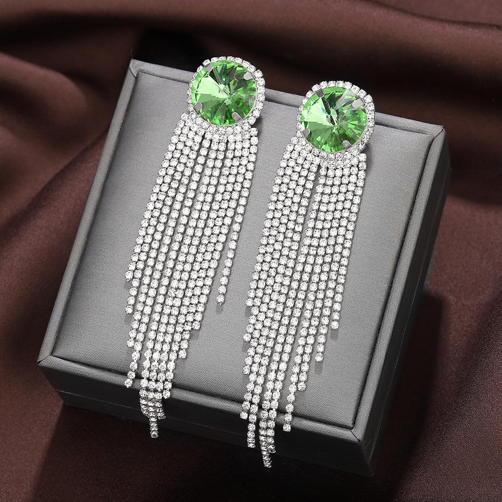 Exaggerated Wind Diamond-Set Fringed Earrings, High-End Niche Design, Exquisite Earrings, Personalized Long Earrings