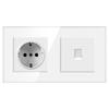 European Standard USB Wall Socket Tempered Glass Panel Socket Household Concealed Round Box Installation Socket Batch