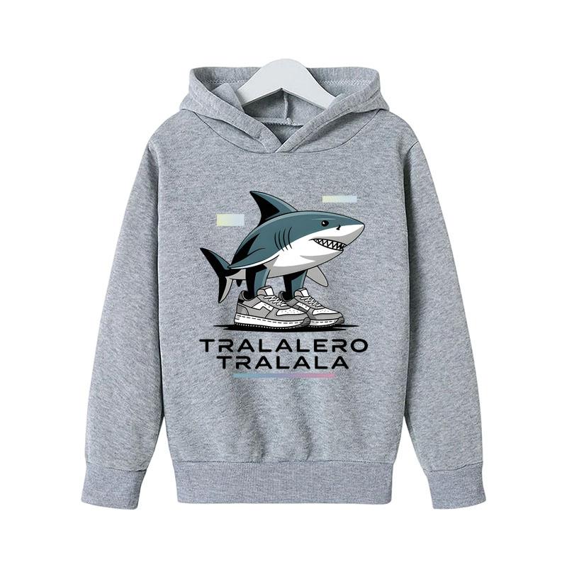 Dětské oblečení Brainrot Tralalero Tralala Grafická mikina pro milovníka žraloků Vtipný meme Dětská mikina s kapucí Módní svetr