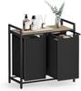 VASAGLE Laundry Basket, 2-Compartment Laundry Hamper, Pull-Out and Removable Laundry Bags, Laundry Sorter, Shelf, Metal Frame, 2 x 46L