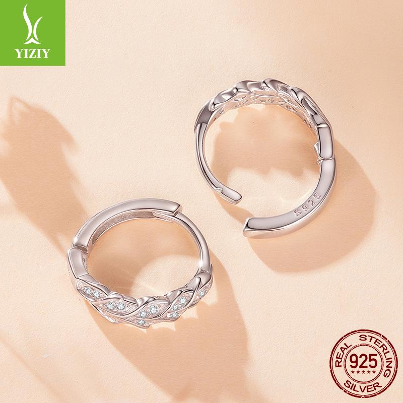 Zircon Inlaid Sparkle Harvest Wheat Ear Buckle Autumn Premium Sense S925 Sterling Silver Earrings Earrings