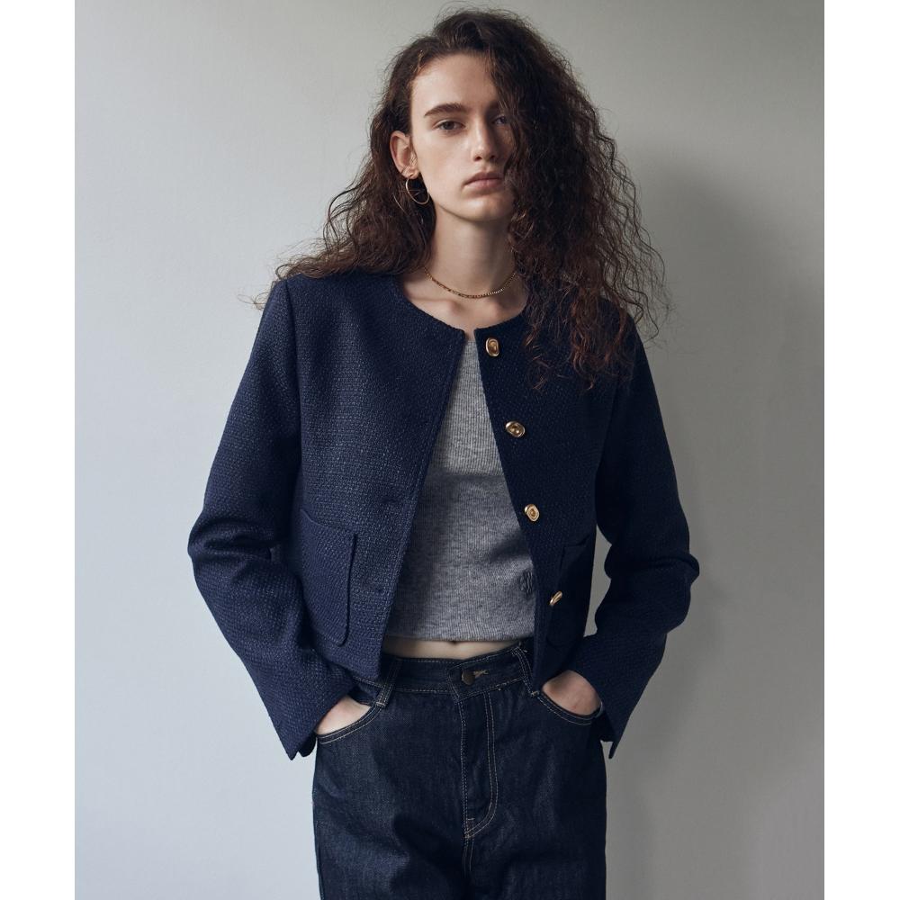 

Твидовая куртка NICK&NICOLE NOCOLLAR_NAVY