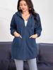 2025 Women's European & American Casual Hooded Long Jacket with Zip Pockets