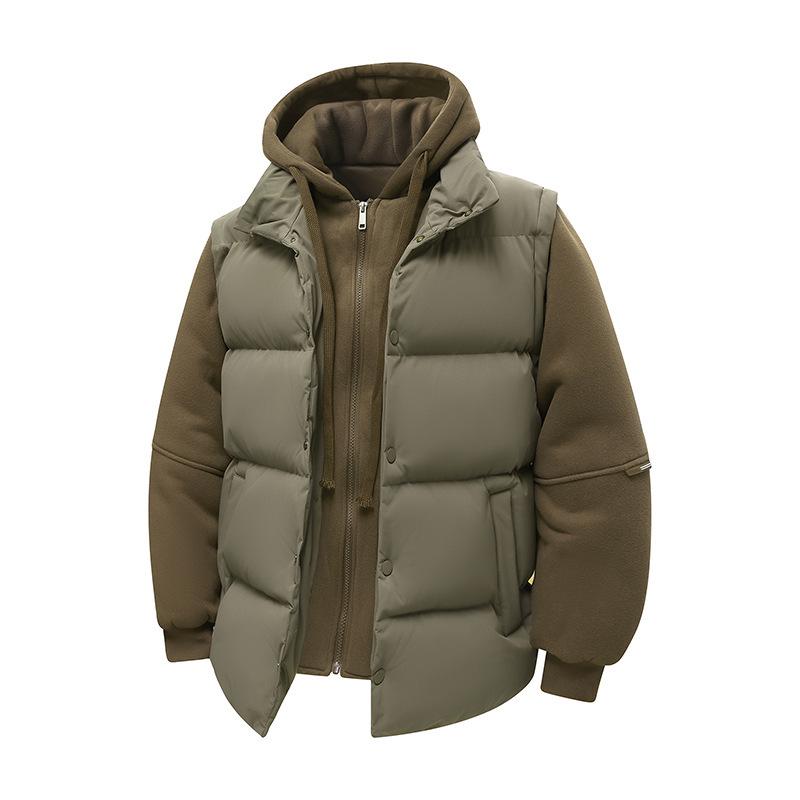 Unisex Color Block Cotton Jacket: Warm Hooded Coat for Autumn/Winter