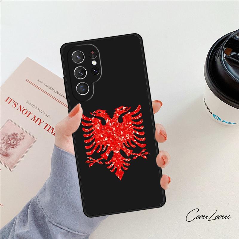 Albanian Flag Eagle phone case For Samsung Galaxy S24 S25 S23 S22 Ultra Note 10 20 Plus S20 S21 FE Cover