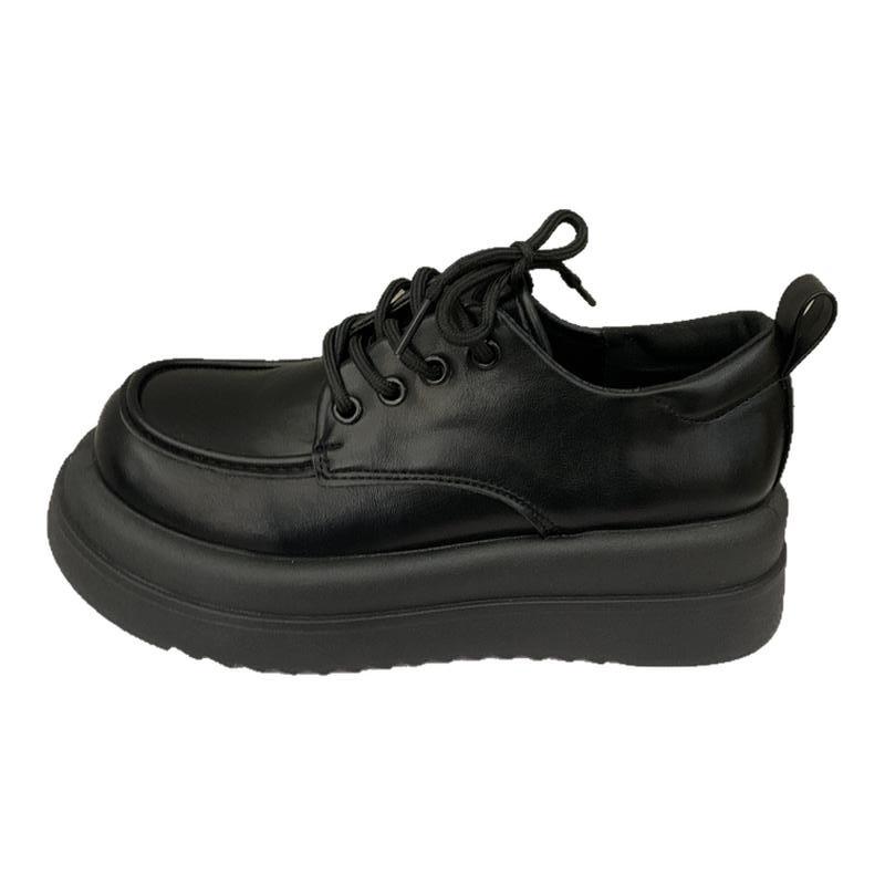 Retro British style small leather shoes women's summer 2025 spring new round head versatile black platform loafer single shoes