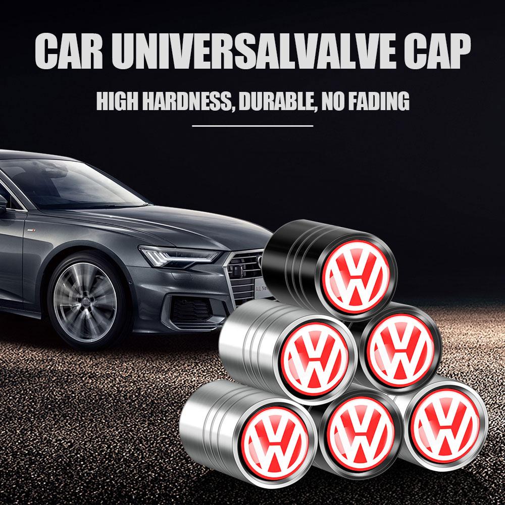 4PCS Car Styling Wheel Tires Stem Valve Caps Metal Dust Covers for Volkswagen Vw Tiguan Jetta Mk6 Scirocco Polo 6R Golf R Touran Mo0