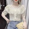 Summer Fashion Lace Ruffle Sleeveless Blouse With 3d Pattern For Casual Women
