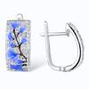 High Quality Blue White Flower Epoxy Earrings for Woman Blue White Cubic Zirconial Earrings Fashion Jewelry Gift Wedding Party