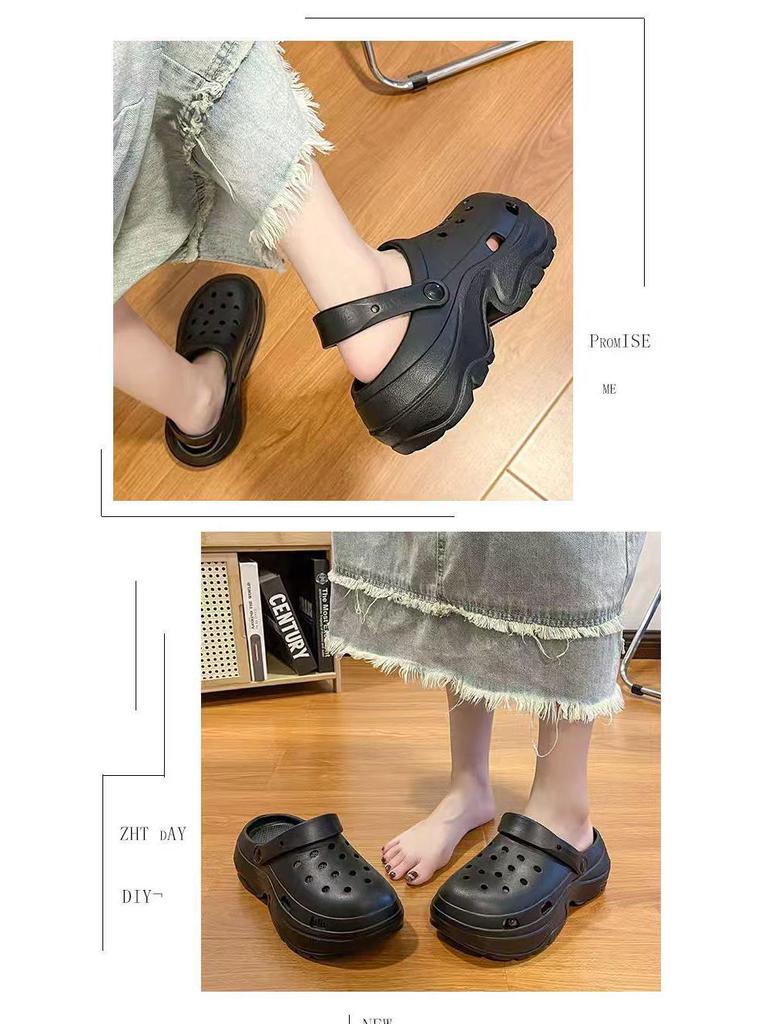 EVA Women's Height-Boosting Summer Clogs - Thick-Soled Beach Sandals for Petite Outdoor Use.