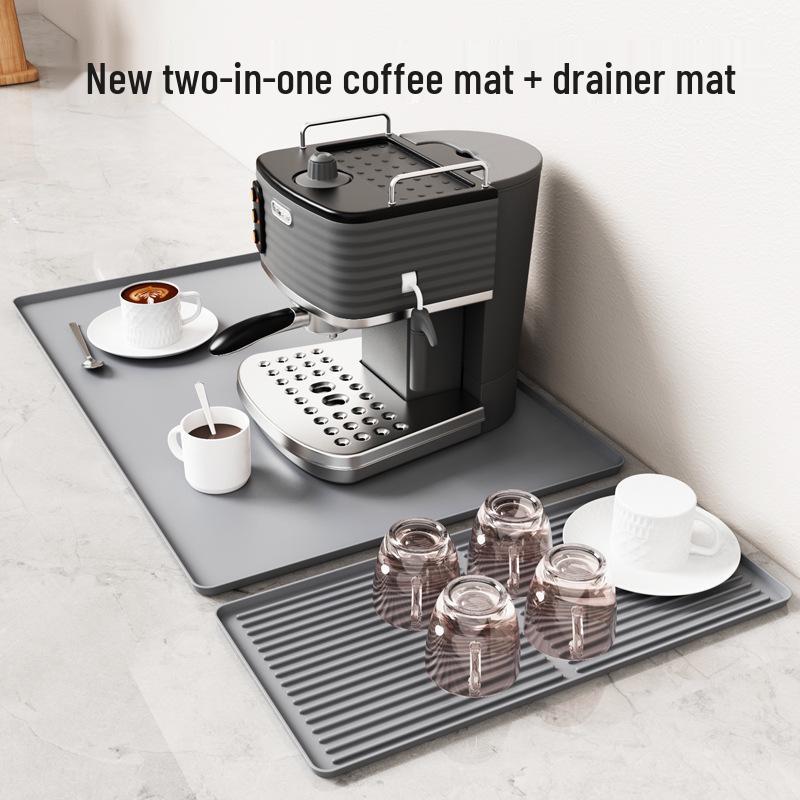 Cross-border Silicone Coffee Machine Mat: Non-Slip, Heat Insulation, Large Drying Tray for Bar or Dining Table