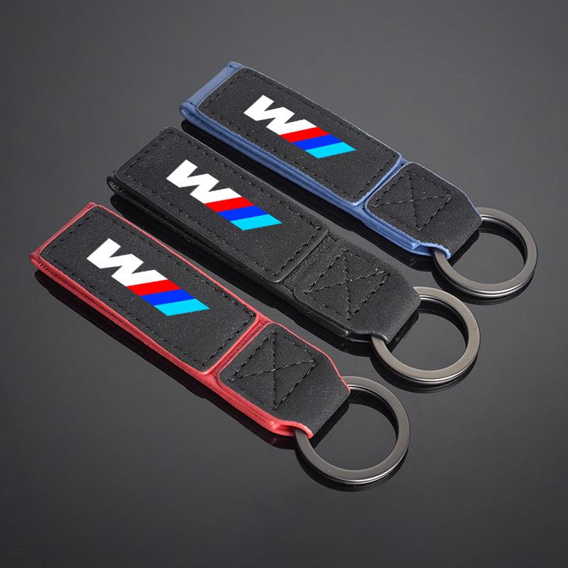 For BMW M X1 X2 X3 X5 X6 E46 E39 E90 E36E60 E34 E30 F30 G20 Car Emblem Keychain Suede Leather Keyring Pendant Gifts Accessories blcp03