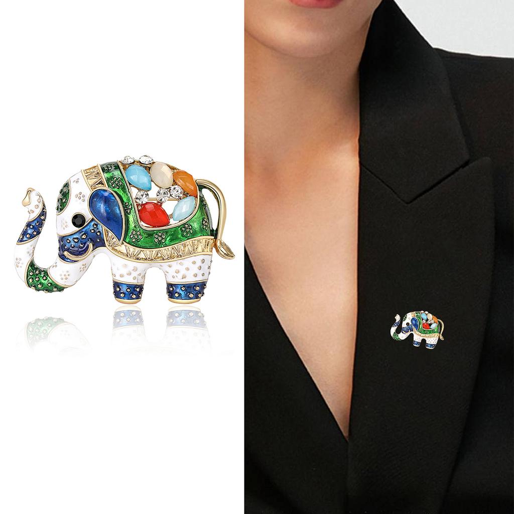 Rhinestone Elephant Brooch for Women Unisex Glass Animal Pin Mammoth Lapel Pins Banquet Party Backpack Gifts Jewelry Accessories